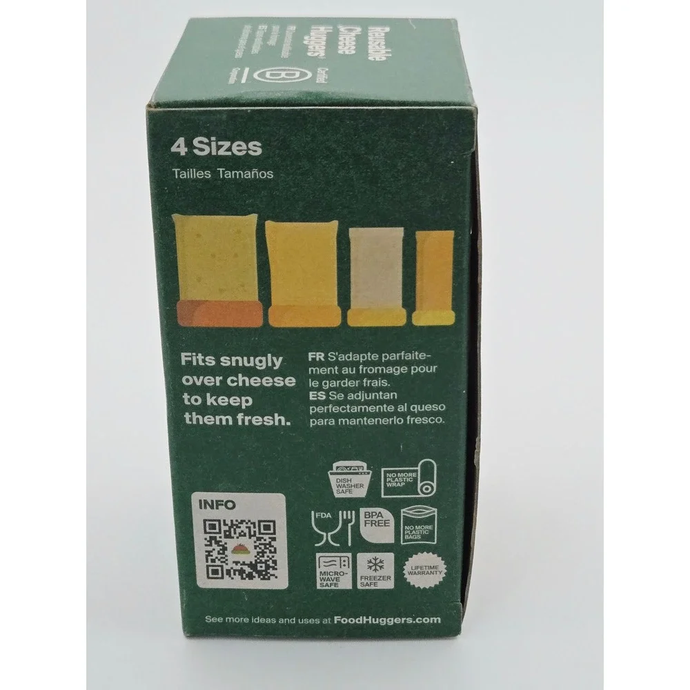 Food Huggers Cheese Huggers Reusable Silicone Food Savers 4 Sizes NEW